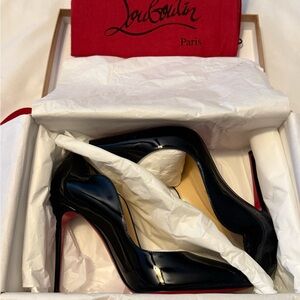 Christian Louboutin Black Patent Heels - Hot Chick 100